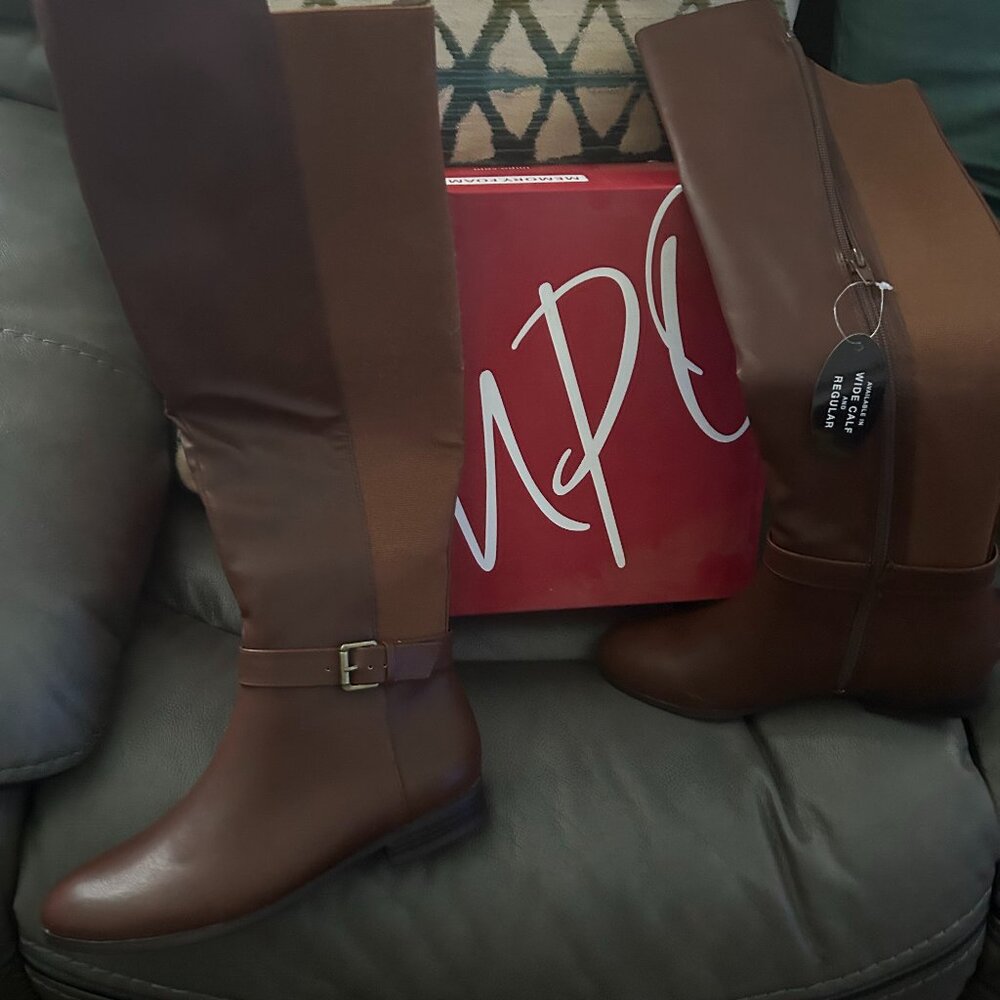 Impo Wide Calf Brown Riding Boot 6 1/2 Brand New !